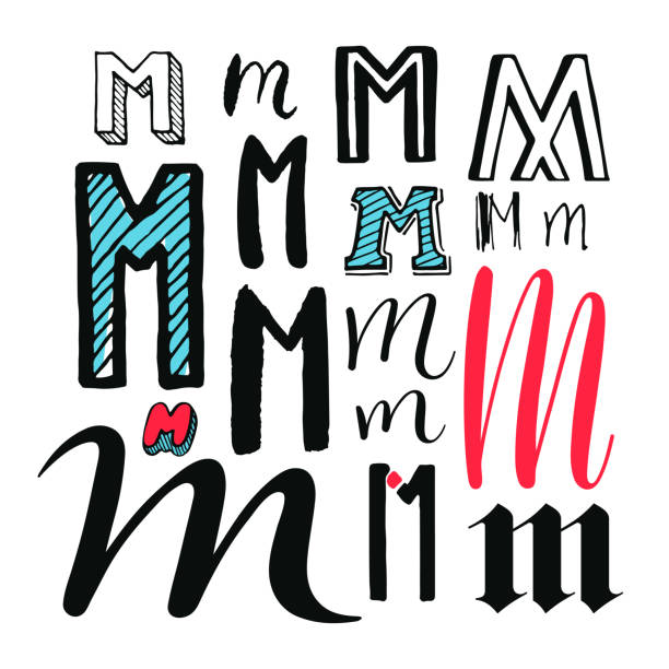 Royalty Free Background Of A Letter M In Different Fonts Clip Art