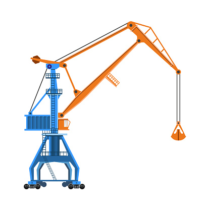 Level luffing harbor crane.