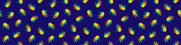 lgbt pattern seamless. lgbt web banner.Seamless pattern with rainbow handprints.Seamless pattern can be used for wallpaper, web page background, fabric, gift wrap,poster.LGBT community symbol pattern lgbt pattern seamless. lgbt web banner.Seamless pattern with rainbow handprints.Seamless pattern can be used for wallpaper, web page background, fabric, gift wrap,poster.LGBT community symbol pattern nyc pride parade stock illustrations