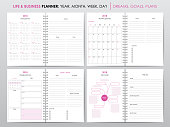 Set of planners for 2018, life and business planner sheets, organizer for personal and work issues