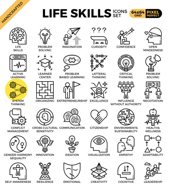 Life skills concept icons Life skills concept icons set in modern line icon style for ui, ux, website, web, app graphic design entrepreneur icons stock illustrations