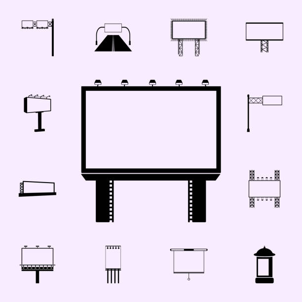 leichte werbe-billboard-ikone. billboard-ikonen universelle set für web und handy - bench advertising panel stock-grafiken, -clipart, -cartoons und -symbole