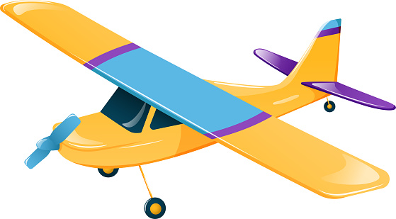 Light aircraft. Airplane with propeller, vector illustration