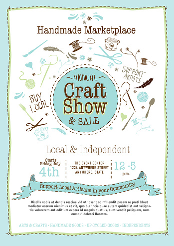 Light blue Craft show and sale poster design template