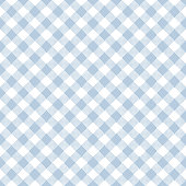 Diagonal pale light blue and white gingham seamless pattern
