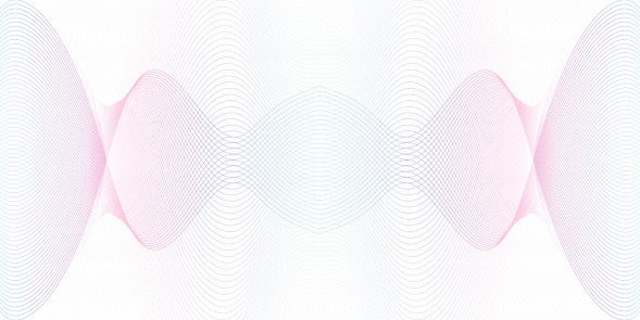 Light blue, purple symmetric guilloche. Watermark line art pattern. Crisscross colored curves. Ripple subtle lines. Vector abstract background. Backdrop design for money, banknote, cheque, certificate. EPS10 illustration