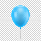 Light blue realistic balloon. Light blue ball isolated on a transparent background for designers and illustrators. Balloon as a vector illustration