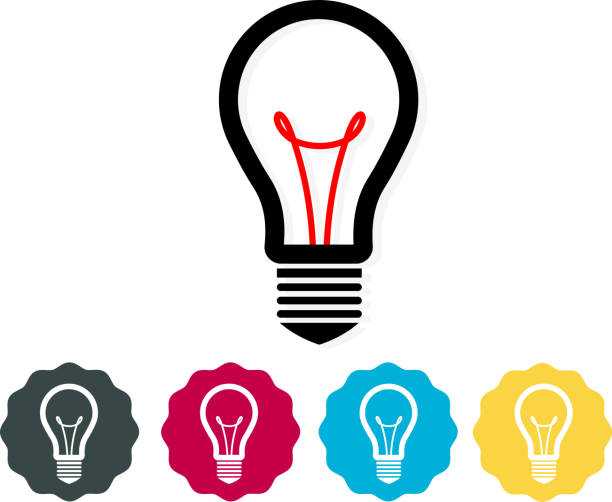 Light Bulb Icon This illustration is AI10 EPS contains a transparency blend and partial blur effect, which makes up the reflective/highlight shape for the icon. light bulb filament stock illustrations