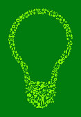 Light Bulb On Green Environmental Conservation and Nature Icon Pattern