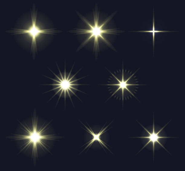 light flares set star light designs set lighting equipment stock illustrations