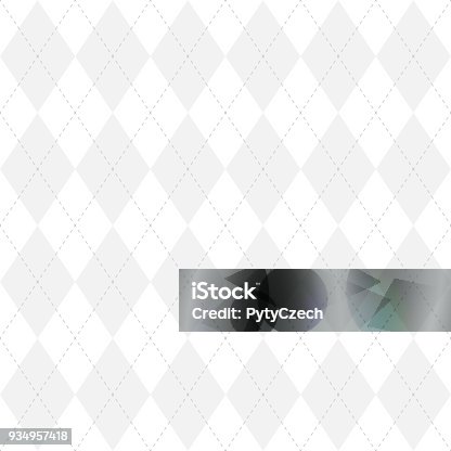 istock Light grey argyle seamless pattern background.Diamond shapes with dashed lines. Simple flat vector illustration 934957418