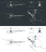 istock Light helicopter blueprints 1361372798