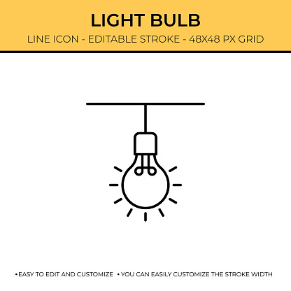 Lightbulb Editable Stroke Single Vector Line Icon