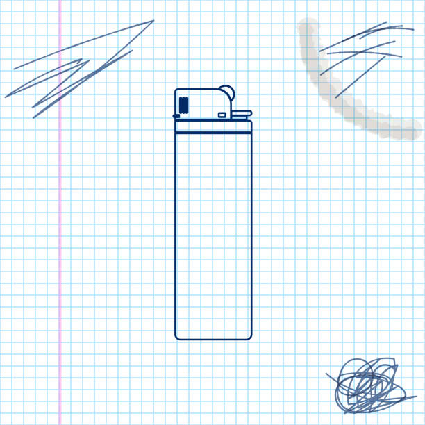Lighter line sketch icon isolated on white background. Vector Illustration  cigarette lighter stock illustrations