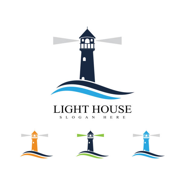 leuchtturm-vektor-logo-bild - leuchtturm stock-grafiken, -clipart, -cartoons und -symbole