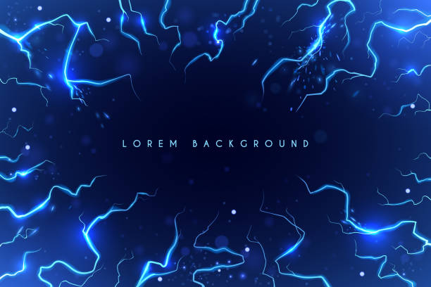 Lightning background with sparks and place for text vector art illustration