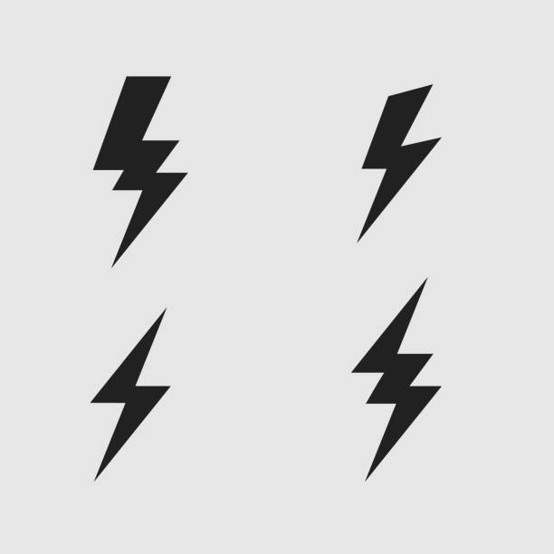 Lightning  bolt flat icons set Lightning  bolt flat icons set flat design lightning symbols stock illustrations