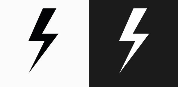 Lightning Bolt Icon on Black and White Vector Backgrounds Lightning Bolt Icon on Black and White Vector Backgrounds. This vector illustration includes two variations of the icon one in black on a light background on the left and another version in white on a dark background positioned on the right. The vector icon is simple yet elegant and can be used in a variety of ways including website or mobile application icon. This royalty free image is 100% vector based and all design elements can be scaled to any size. lightning clipart stock illustrations