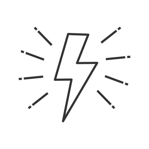 Lightning bolt icon Lightning bolt linear vector icon. Thin line. Electricity sign. Speed and power lightning icons stock illustrations