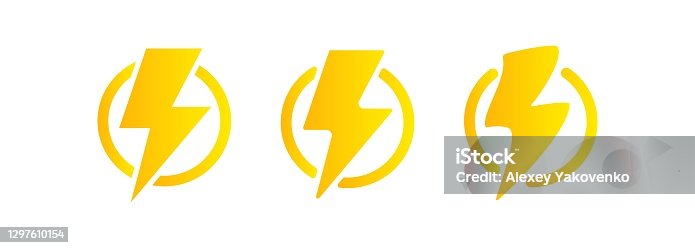 istock Lightning icon. Electricity energy and thunder symbol concept. Lightning bolt in a circle. Vector on isolated white background. EPS 10 1297610154