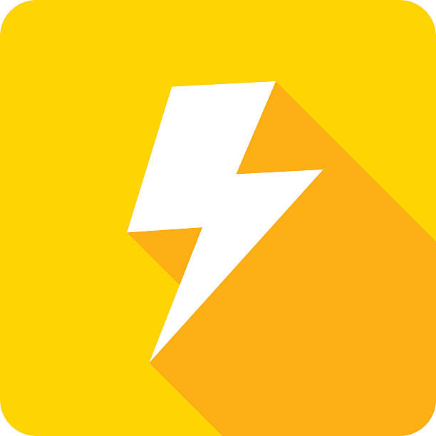Lightning Icon Silhouette Vector illustration of a yellow lightning bolt icon in flat style. lightning symbols stock illustrations