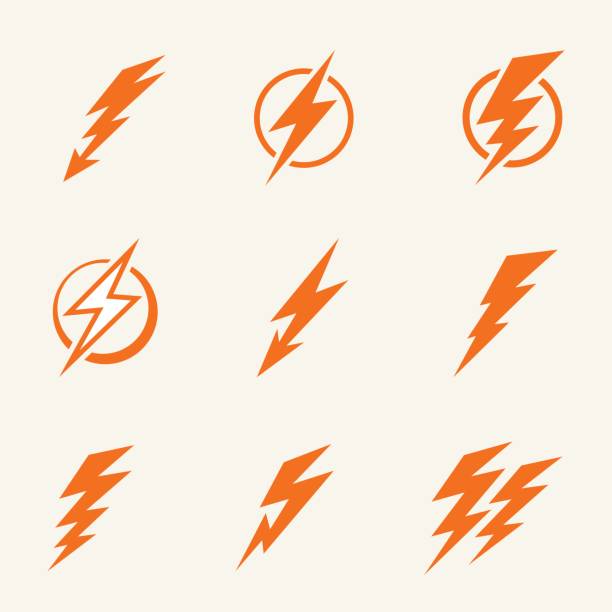 Lightning icons Lightning icon set lightning symbols stock illustrations