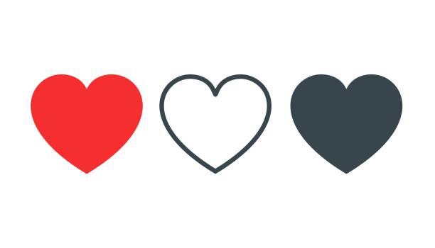 как и значок сердца. прямая трансляция видео, чат, лайки. социальные сети, такие как красные кнопки сети сердца изолированы на белом фоне. ве� - hearts stock illustrations