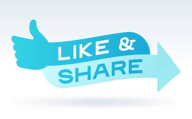 Like and Share Social Media Engagement Message Like & Share social media interaction and engagement concept illustration. enjoyment stock illustrations