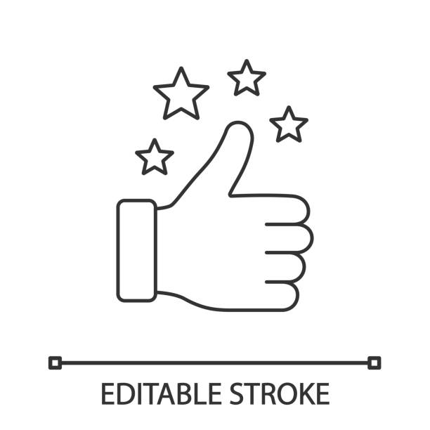 Like linear icon Like linear icon. Thumbs up. Thin line illustration. Good, nice, ok hand gesture. Social media button. Rating, ranking. Contour symbol. Vector isolated outline drawing. Editable stroke thumbs up stock illustrations