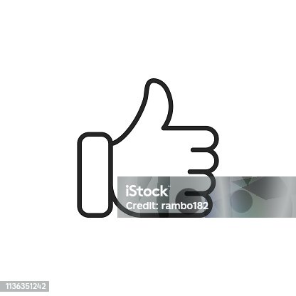 istock Like, Social Media, Hand Line Icon. Editable Stroke. Pixel Perfect. For Mobile and Web. 1136351242