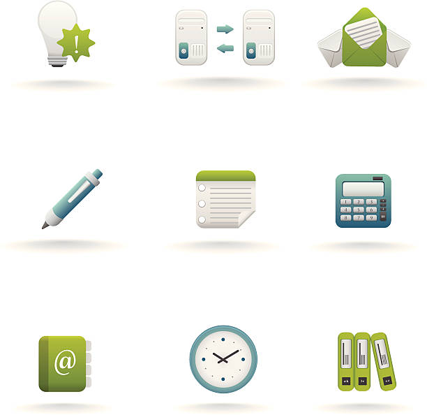 Lime and Ice: Office Icons vector art illustration