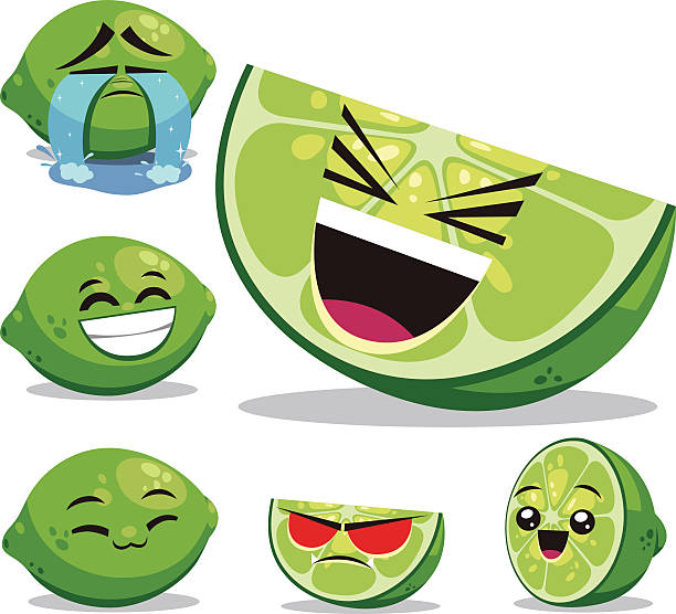 Lime Cartoon Set B Cartoon lime set including:  half happy half sad stock illustrations