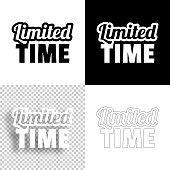 Icon of "Limited Time" for your own design. Four icons with editable stroke included in the bundle: - One black icon on a white background. - One blank icon on a black background. - One white icon with shadow on a blank background (for easy change background or texture). - One line icon with only a thin black outline (in a line art style). The layers are named to facilitate your customization. Vector Illustration (EPS10, well layered and grouped). Easy to edit, manipulate, resize or colorize. And Jpeg file of different sizes.