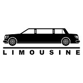 istock Limousine icon. Black silhouette. Side view. Vector drawing. Isolated object on a white background. Isolate. 1360730007