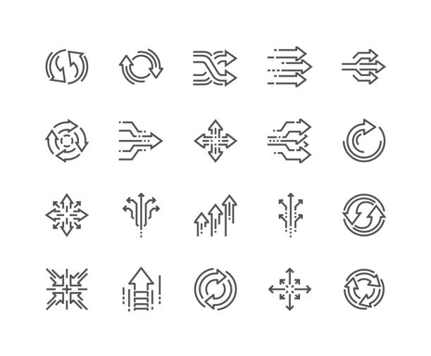 Line Abstract Transition Icons Simple Set of Abstract Transition Related Vector Line Icons. Contains such Icons as Update, Conversion, Path and more. Editable Stroke. 48x48 Pixel Perfect. change icons stock illustrations