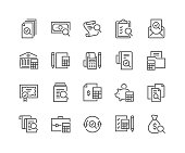 Simple Set of Accounting Related Vector Line Icons. Contains such Icons as Finance Report, Portfolio, Calculation and more. Editable Stroke. 48x48 Pixel Perfect.