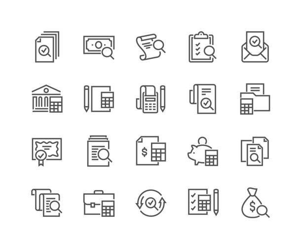 leitung buchhaltung icons - taschenrechner stock-grafiken, -clipart, -cartoons und -symbole