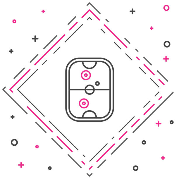 ilustrações de stock, clip art, desenhos animados e ícones de line air hockey table icon isolated on white background. colorful outline concept. vector illustration - plastic hammers