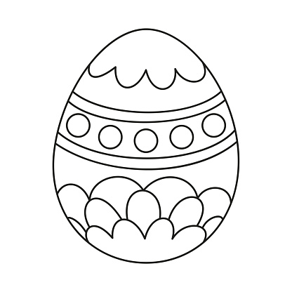 Line art black and white painted easter egg