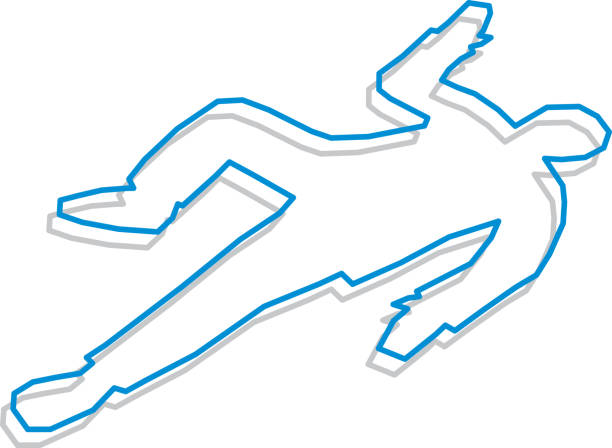 Line Art Body outline Vector illustration of a blue line art body outline with a gray shadow crime scene stock illustrations