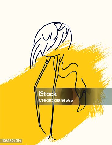 istock Line Art Drawing Of A Flamingo 1069624254