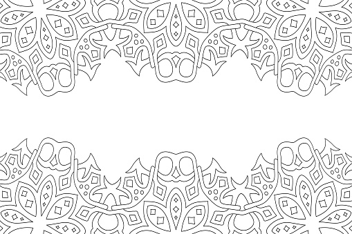 Line Art For Coloring Book With Vintage Border Stock Illustration