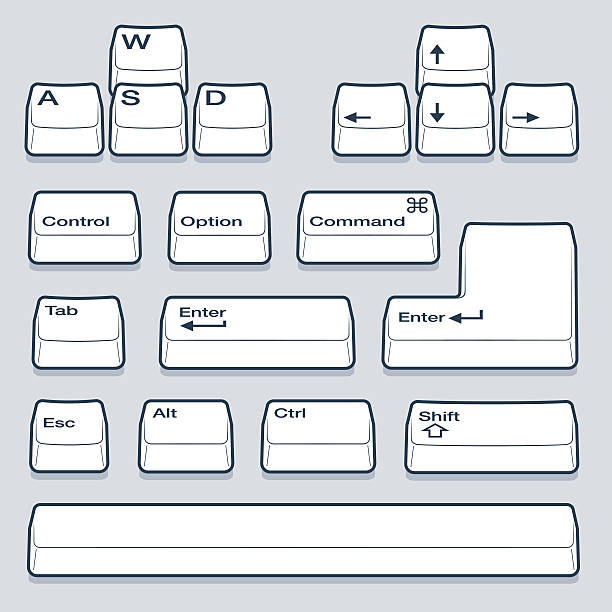 line art tastaturtasten - computertaste stock-grafiken, -clipart, -cartoons und -symbole