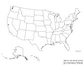 istock Line Art Map Of The United States 1296552164