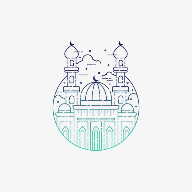 Line art style of a Mosque for Ramadhan Kareem, Adha, Iftar. Ramadhan kareem background. Ramadhan Kareem Celebration Line art style of a Mosque for Ramadhan Kareem, Adha, Iftar. Ramadhan kareem background. Ramadhan Kareem Celebration eid al adha stock illustrations