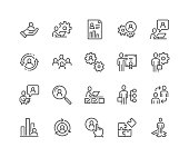 Simple Set of Business Management Related Vector Line Icons. Contains such Icons as Inspector, Personal Quality, Employee Management and more. Editable Stroke. 48x48 Pixel Perfect.