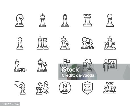 istock Line Chess Icons 1302935196