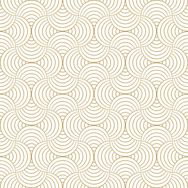 線の円の抽象的な背景のシームレスなパターン金の贅沢な色の幾何学的ベクトル。 - 豪華点のイラスト素材／クリップアート素材／マンガ素材／アイコン素材