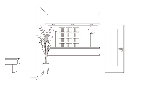 Line drawing vector illustration of the hospital.