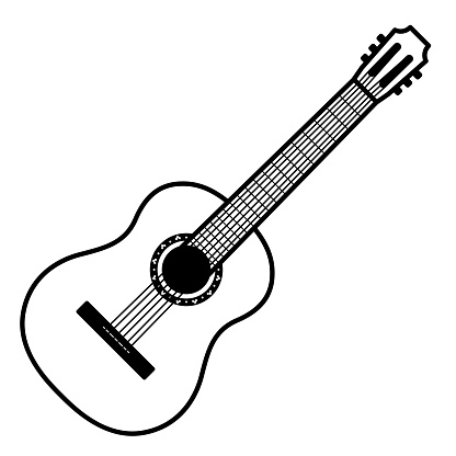 Line icon classical guitar vector illustration